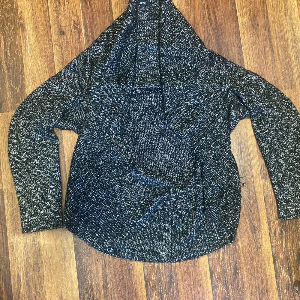Women's Apt 9 Open Drape Cardigan Sweater Black/White/Silver